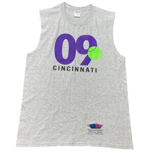 Vintage Gildan Men's M Gray 2009 Cincinnati Open Tennis Graphic Tank Top